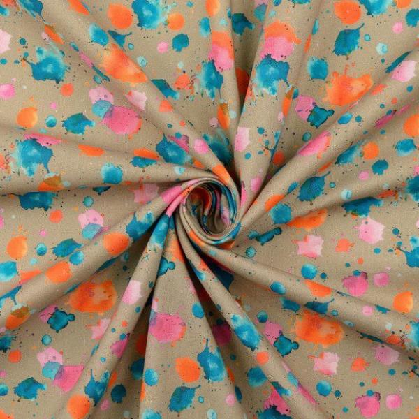 Baumwolldruck bunte Kleckse auf Schlamm